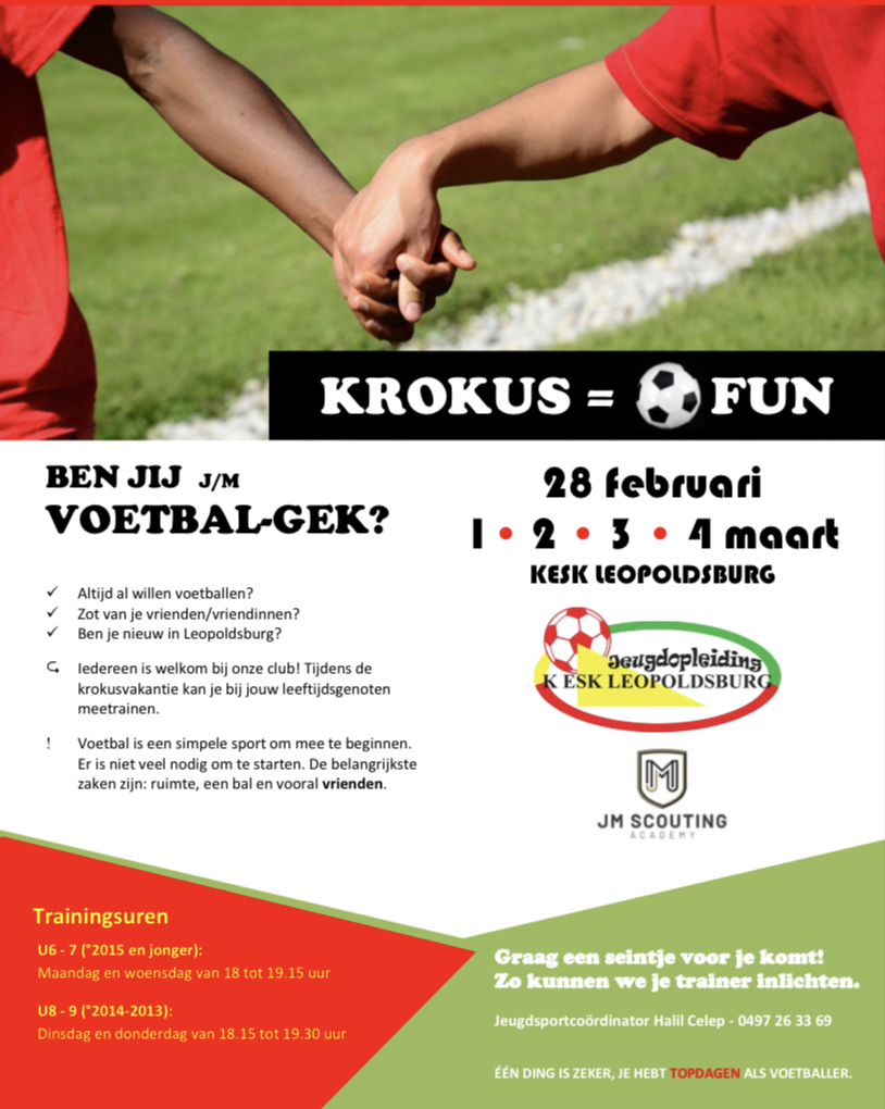 Vriendjesdagen krokusvakantie jeugdopleiding K.ESK Leopoldsburg